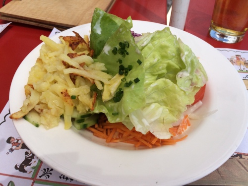 local potato specialty with salad at Restaurant Ascher 
